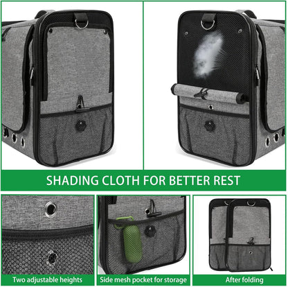 Bird Carrier Bag Bird Travel Cage with Stand, Lightweight Backpack for Parrot, Large Portable Bird Travel Bag, Pet Transparent Breathable Travel Cage