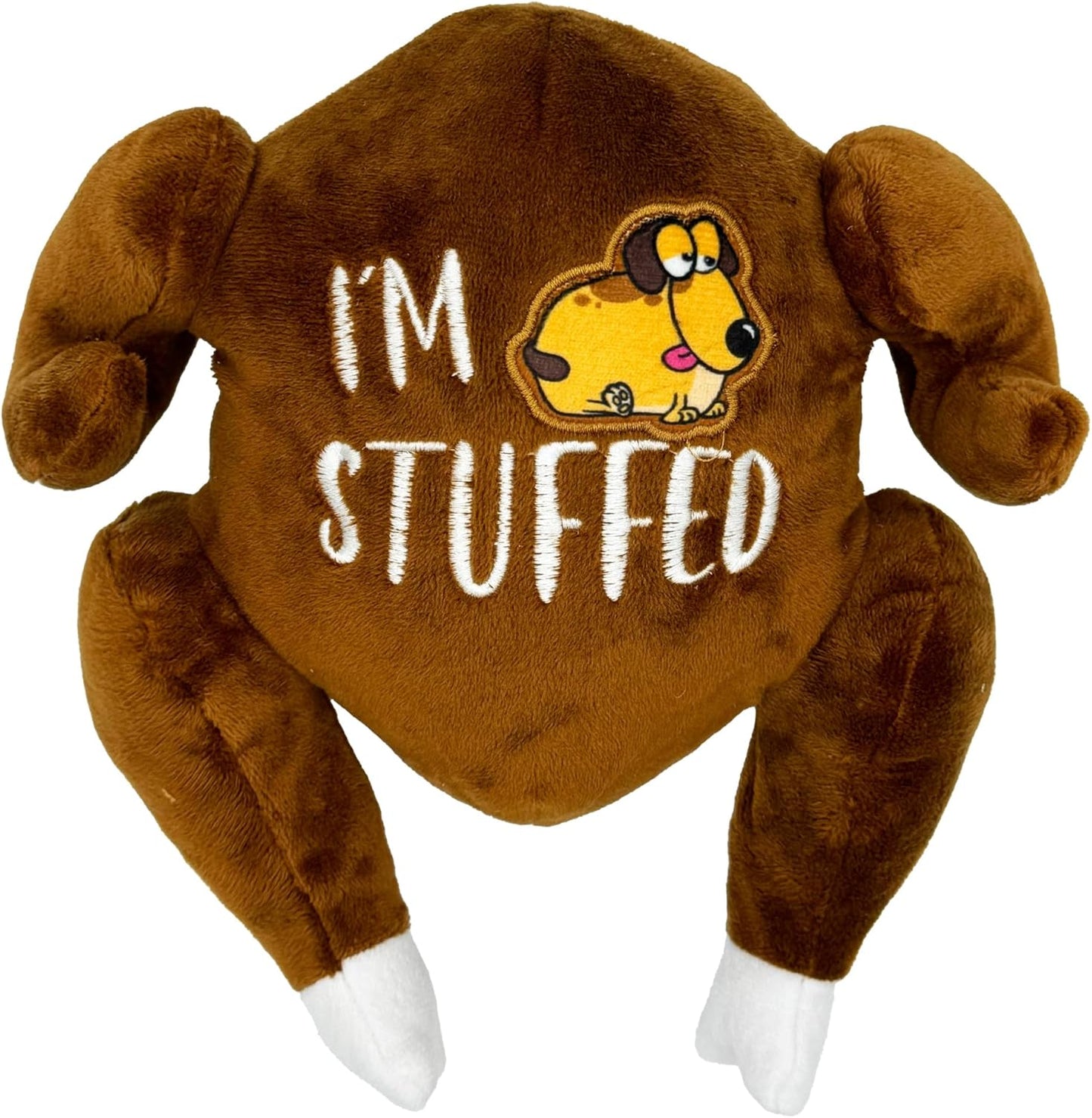 Huxley & Kent Funny Dog Toy w/Squeaker – Thanksgiving Fall Power Plush Squeaky Dog Toys for Small, Medium & Large Dogs – Soft Stuffed Animal for Indoor Play & Fetch - I'm Stuffed Turkey, Large