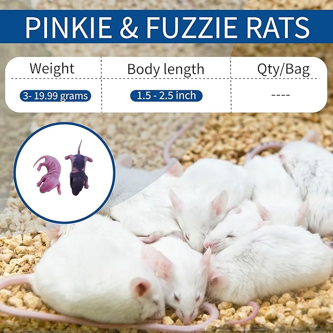 MiceDirect Frozen Rat Combo Pack: Pinkies & Fuzzies Feeder Snake & Reptile Food, 40 Ounce (40 Count) for Reptiles, Snakes, Lizards, Birds of Prey & Amphibians