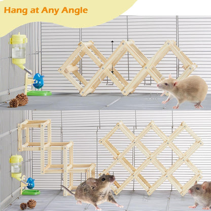 Wooden Rat Climbing Toys, Natural Pet Rat Cage Accessories Climbing Ladder, Fancy Rats Enrichment Toys Activities, Hanging Rodent Toy for Pet Rats in Cage Playing Chewing (S, 2pcs)