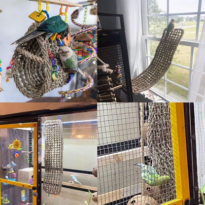 Bird Seagrass Mat 30" × 7" Parrot Natural Grass Woven Net Hammock Parakeet Climbing Rope Ladder Mat Chew Toys Cage Accessories for Pigeon Macaw Cockatiel Conure Budgie Cockatoo Rat Bearded Dragon