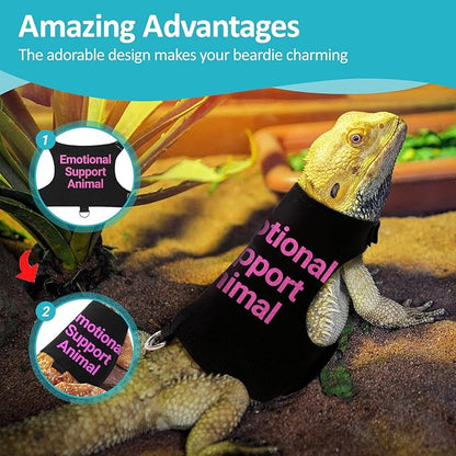 Bearded Dragon Lizards Clothes with Leash Set - Cute Lizard Reptile Small Animal Adjustable Harness Clothes for Walking Outdoor Security Costume Photo Prop(Pink