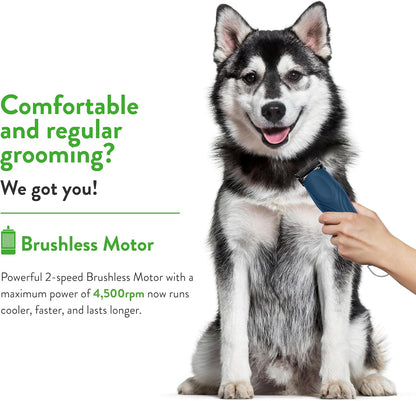 Wahl Professional Animal KMC+ 2-Speed Cordless Clipper (3027168) - Detachable Blade Pet & Dog Clipper Kit - Patented Ergonomic Housing Design - Navy