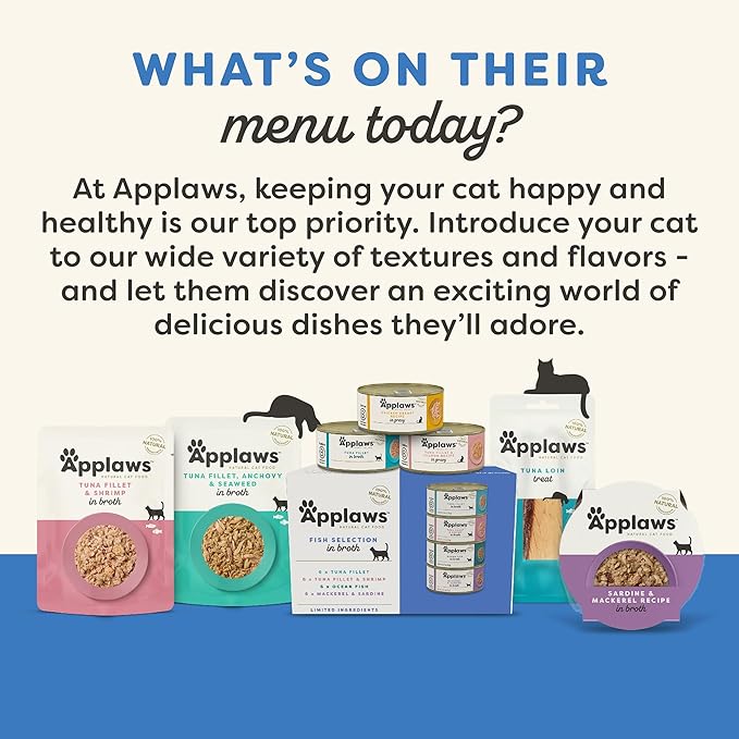 Applaws Natural Wet Cat Food in Gravy, Limited and Natural Ingredients, High Protein with No Artificial Additives, Fish Selection in Gravy (12 x 5.5oz Cans)