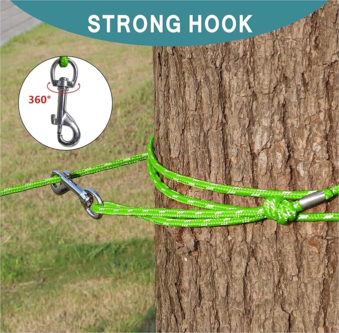 Reflective Cat Leash -15FT Cat Cable Out Escape Proof Walking Leads Yard Long Durable Safe Leash Traning Play Outdoor for Puppies/Kittens/Small Animals(Green)