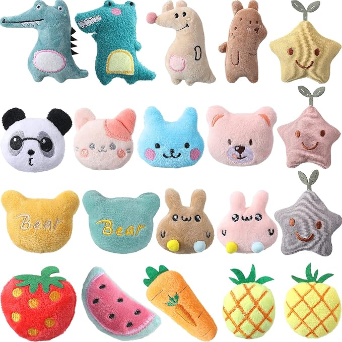 Gejoy 20 Pieces Catnip Toys for Indoor Cat Plush Kitten Cat Chew Toys Catnip Kitten Entertaining Interactive Dolls(Lovely)