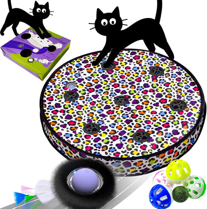 ORSDA Cat Toys for Indoor Cats, Interactive Activated Moving Ball in 7 Holes Mat, Automatic Fast Rolling Ball, Hide and Seek Toys for Adult Cats, Exercise Kicker Mouse Catching Game