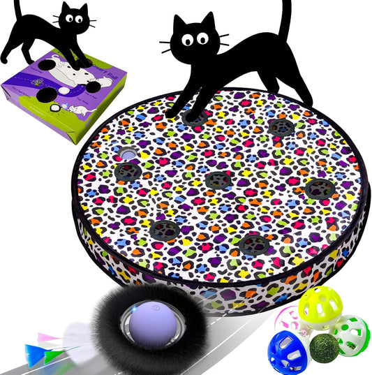 ORSDA Cat Toys for Indoor Cats, Interactive Activated Moving Ball in 7 Holes Mat, Automatic Fast Rolling Ball, Hide and Seek Toys for Adult Cats, Exercise Kicker Mouse Catching Game