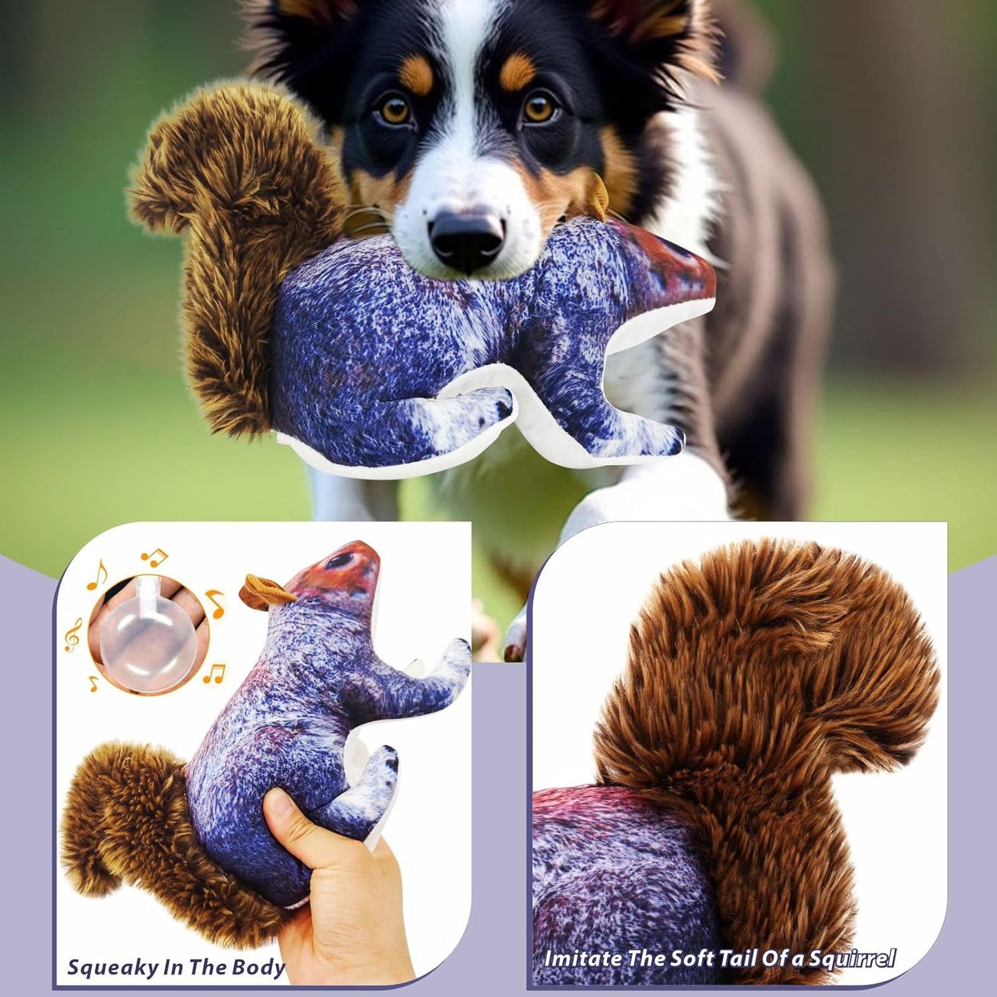 Dog Toy Squirrel, Squeaky with Soft Fabric for Small, Medium, and Large Dogs Daily Companionship, Training Reward Gift