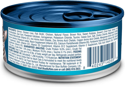 Blue Buffalo Tastefuls Wet Cat Food Paté, Made with Natural Ingredients | Salmon Entrée, 3-oz. Cans (24 Count)