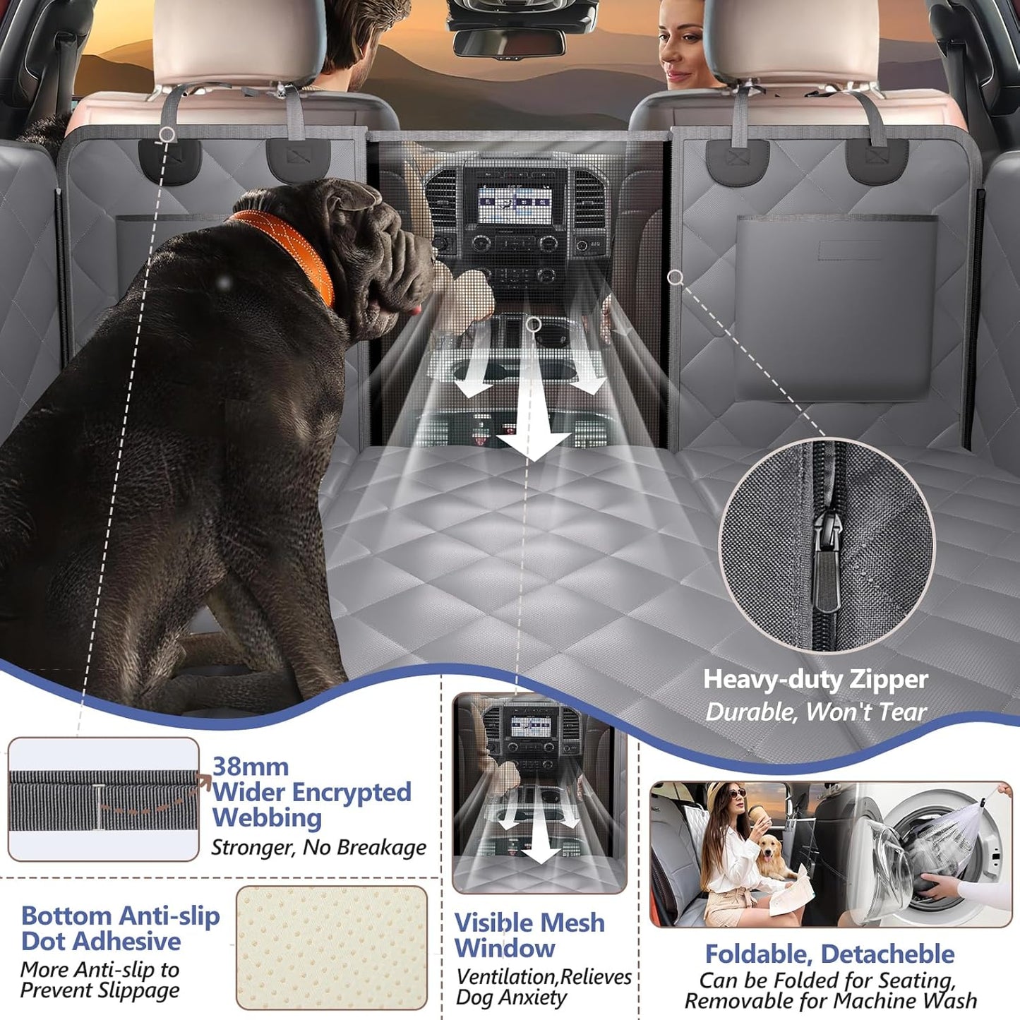 Back Seat Extender for Dogs Truck-Large Space, Dog Pet Car Seat Cover for Back Seat Hard Bottom Holds 400lbs, Waterproof Dog Hammock for Crew Cab Trucks F150, RAM1500, Sierra, Tundra, Silverado