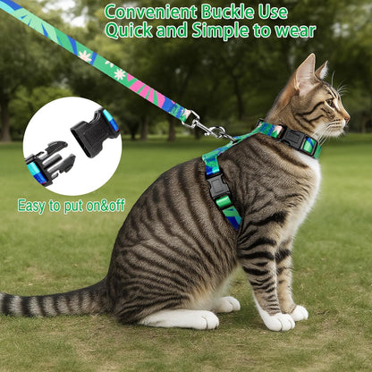 Cat Harness and Leash Set, Escape Proof Cat Harness, Comfortable Soft Lightweight Cat Leash, Use Safe and Easy, Outdoor Walking Travel Kitten Harness for Small Medium Large Cats