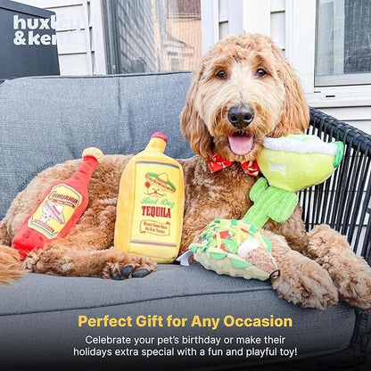 Huxley & Kent Funny Dog Toy w/Squeaker – Power Plush Squeaky Dog Toys for Small, Medium & Large Dogs – Soft Stuffed Animal for Indoor Play & Fetch - Margarita Loco, Small