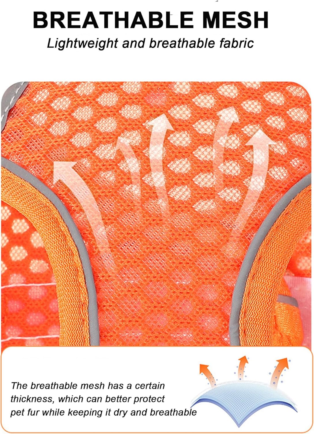XXXS Orange Soft Mesh Dog Harness and Leash Set,No Escape Puppy Harnesses for Training Walking， Reflective Adjustable Puppy Vest for Small Medium Dogs, Cats (Orange, XXXS)