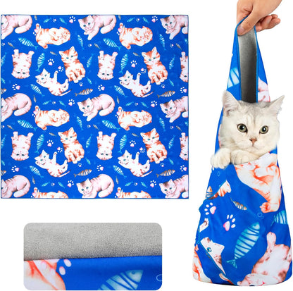 21.7“ Cat Wrap for Cutting Nails Self-Adherent Fabric Cat Wrap for Grooming Cat Restraint for Nail Clipping Anti-Escape Cat Calming Wrap Within 6lbs