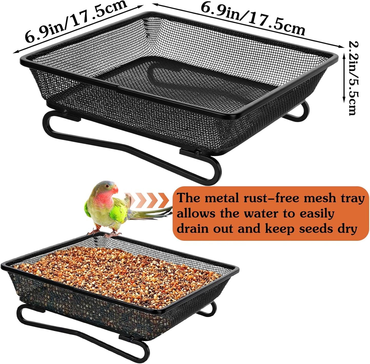 Ground Platform Bird Feeder Metal Seed Tray for Outside Garden Wild Bird Feeders with Drainage Holes Great Attracting for Birds and Squirrels, Wonderful Decoration for Backyard – Pack of 3