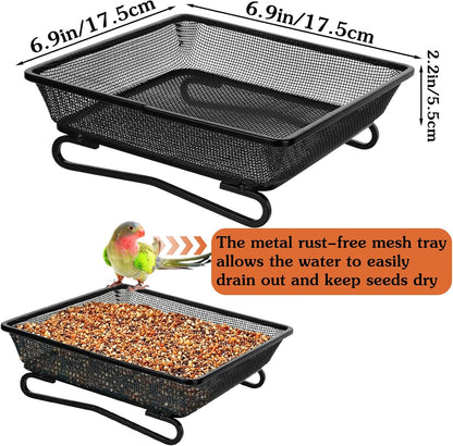Ground Platform Bird Feeder Metal Seed Tray for Outside Garden Wild Bird Feeders with Drainage Holes Great Attracting for Birds and Squirrels, Wonderful Decoration for Backyard – Pack of 3