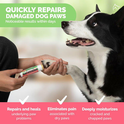 Natural Lick Safe Dog Paw Balm Jumbo 0.5oz - 100% Organic Dog Paw Pad Balm Protector, Moisturizer & Soother for Dry Cracked Paws, Hot Pavement - Heals, Repairs & Restores - Coconut Oil, Shea Butter