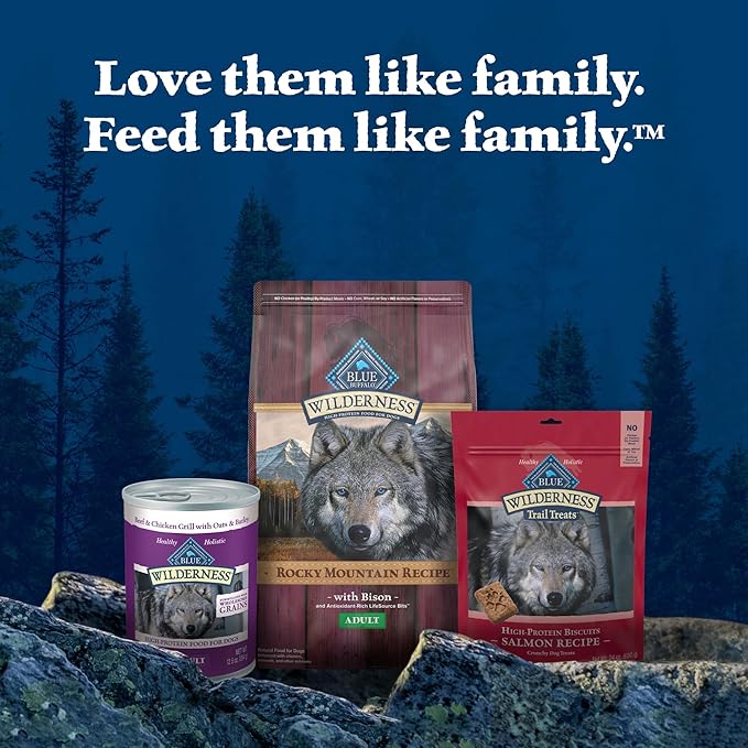 Blue Buffalo Wilderness Rocky Mountain Recipe High-Protein Adult Dry Dog Food, Made in The USA with Natural Ingredients Plus Wholesome Grains, Bison, 22-lb. Bag