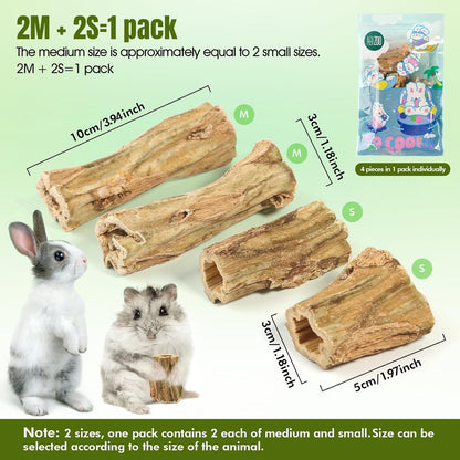 Abizoo Rabbit chew Toys for Bunnies,4 Pcs Natural Papaya Wood Chew Sticks Bunny Chews for Teeth Chinchilla Guinea Pig Hamster Gerbil Degu Small Animals to Keep Busy Molar Treats Toys
