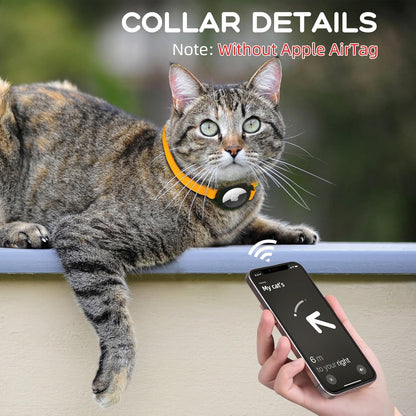 AirTag Cat Collars, Stretchy Collar with Apple AirTag Holder and Bell, Breakaway Ultra Design Elastic GPS Tracking Collars for Cats and Puppies, (7.5-12.5 Inch), Orange