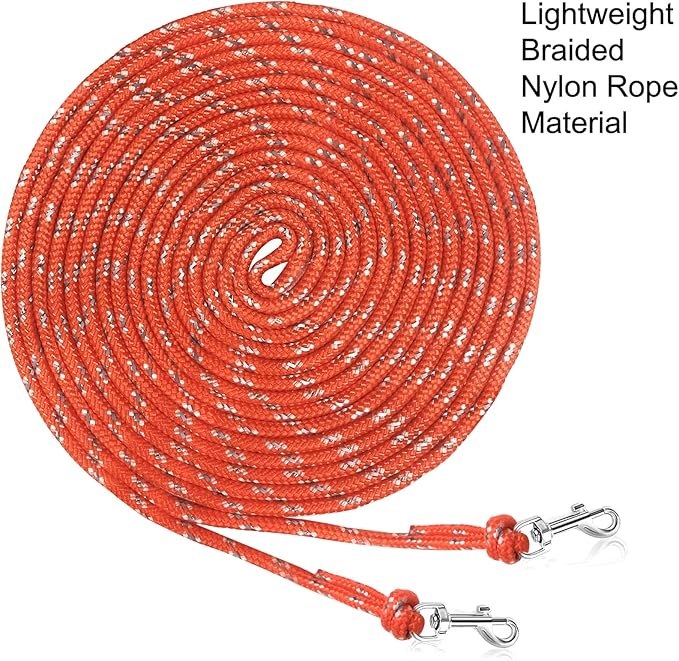 Rypet Reflective Cat Long Leash - 50 FT Escape Proof Walking Leads Yard Long Leash Durable Safe Personalized Extender Leashes Traning Play Outdoor for Kitten, Puppy, Rabbit and Small Animals