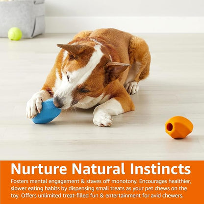 Amazon Basics Interactive Dog Treat Dispensing Enrichment Chew Toy, Large, Multi Color, 2-Pack