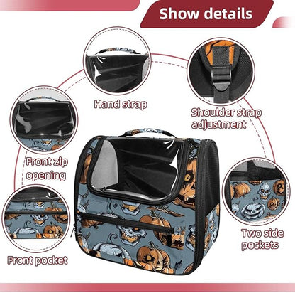 Pumpkin Helloween5 Pet Cat Backpack Carrier for Kitty Small Dog, Ventilated Pet Carrier Bag for Car, Walking, Hiking, Outdoors