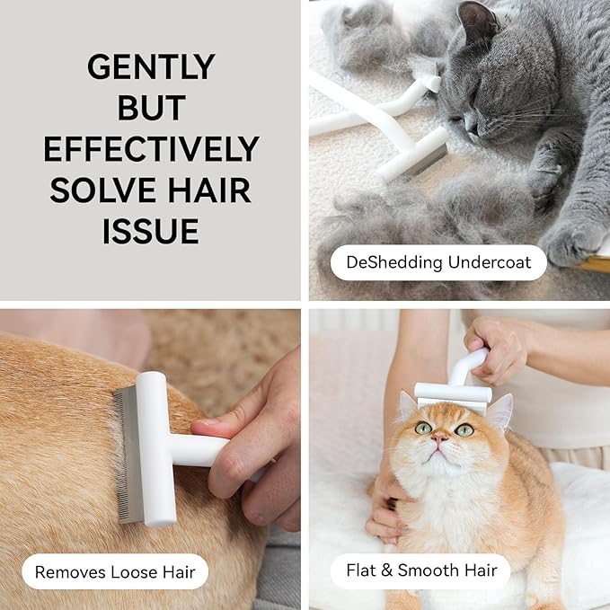 aumuca Pet Deshedding Tools for Short Haired Cats & Dogs, Dematting Deshedding Brush Cats Shedding Tool, Dog Undercoat Brush, Gently and Effectively Remove Loose Hair, Highly Deshedder Grooming Combs