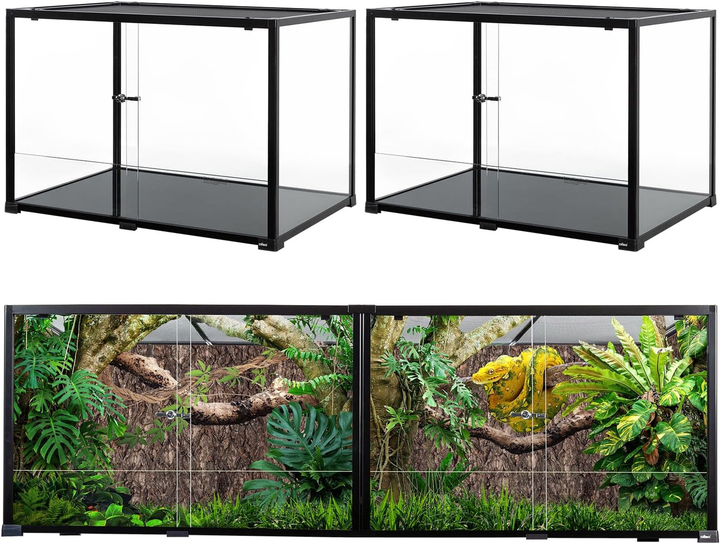OIIBO Extra Large Reptile Terrarium 72" x 24" x 24" Reptile Tank, Upgrade Splicable Tank Can Be Used as 2 Separate Habitats, Giant Terrarium with Double Front Sliding Doors