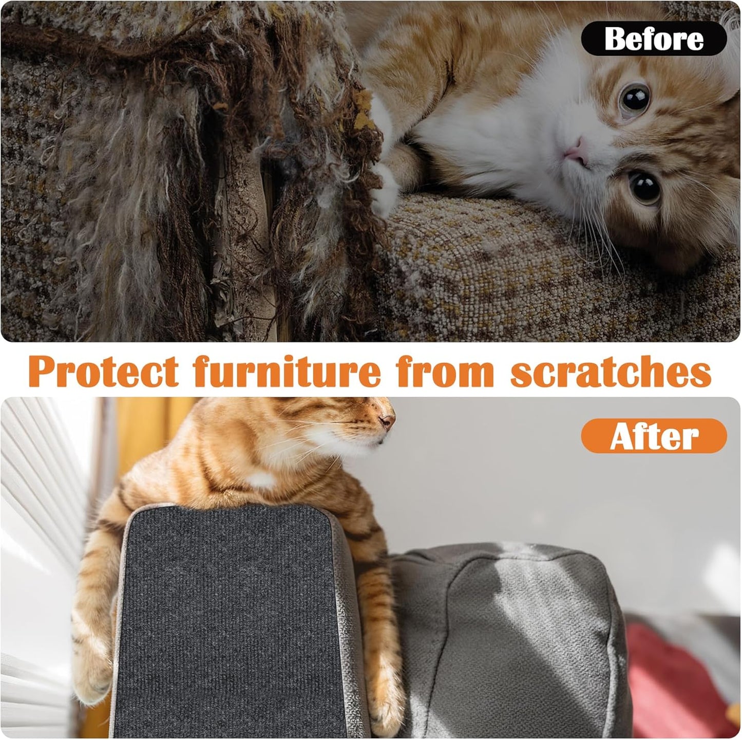 Cat Scratch Furniture Protector - 40" x 13.8" Trimmable Self-Adhesive Cats Claws Scratch Pads, DIY Cat Climbing Couch Protector for Scratch Post Cat Tree Replacement Indoor (Dark Gray)