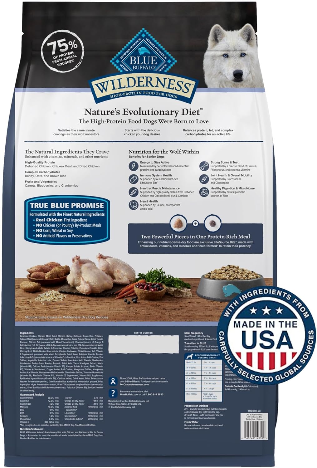 Blue Buffalo Wilderness Senior High Protein Dry Dog Food Wholesome Grains with Ingredients Chicken