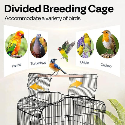VIVOHOME 64 Inch Bird Cage with Play Top and Rolling Stand for Parrots Conures Lovebird Cockatiel Parakeets Black