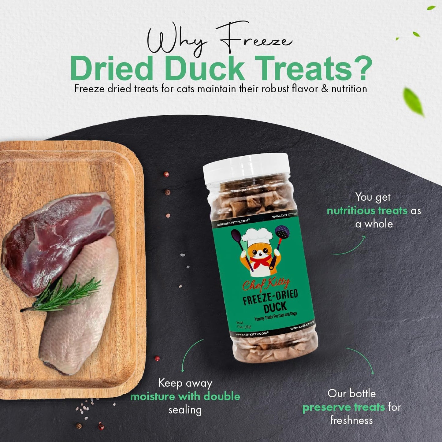 Freeze-Dried Duck Treats for Cats & Dogs – 100% Human Grade, Single Ingredient, High-Protein, Healthy Snack – No Additives or Preservatives – 1.5oz - Inspected & Tested in USA