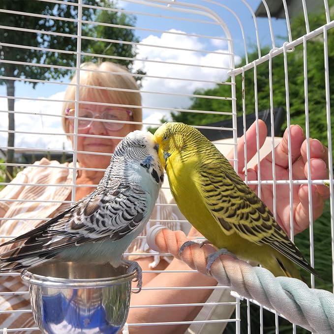 1-Pack Rope Perches for Bird Cages, 31.5 in Length Comfort Grip Flexible Rope Perch Beak & Paw Grinding for Parrots/Cockatiels/Parakeets, Bird Platform Sand [Pink Blue]