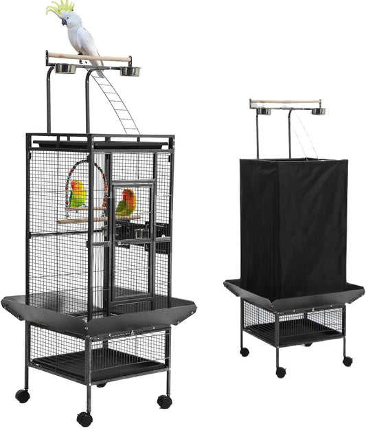 Large Bird Cages for Parakeets, Cockatiel Cage for Birds with Parrot Toys,Birdcage Covers for Night,Skirt Seed Catcher, Play Top for Conure Canary Finch Lovebird Pigeon Budgie Quaker Parrot