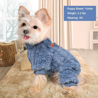 Dog Sweater for Small Dogs, XXS Dog Sweaters Turtleneck Doggie Pajamas Jumpsuits, Small Doggy Clothes Girl Boy, Cold Weather Puppy Onesie Outfits Yorkie Chihuahua Apparel, Blue, S
