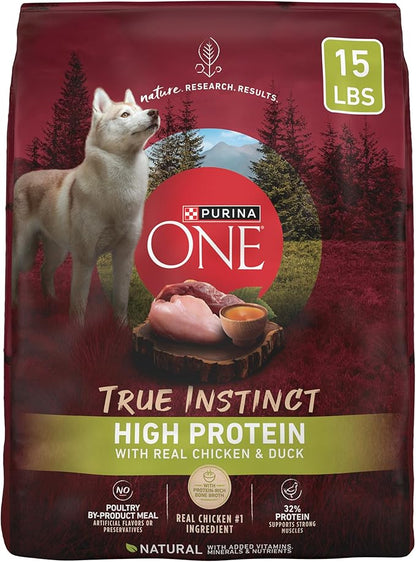 Purina ONE True Instinct High Protein Dry Dog Food Formula with Real Chicken and Duck Natural with Added Vitamins and Minerals Dog Food - 15 lb. Bag