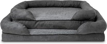 The Dog’s Bed, Large Grey Plush (no Logo), Memory Foam, Pain Relief: Arthritis, Hip & Elbow Dysplasia, Post Surgery, Lameness, Supportive, Calming, Waterproof Washable Cover