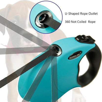 Retractable Dog Leash Hands-Free Adjustable Length 16ft with Safety Lock Durable Nylon Belt for Small Medium Large Dogs Easy Walk Training Portable Dog Leash Blue L