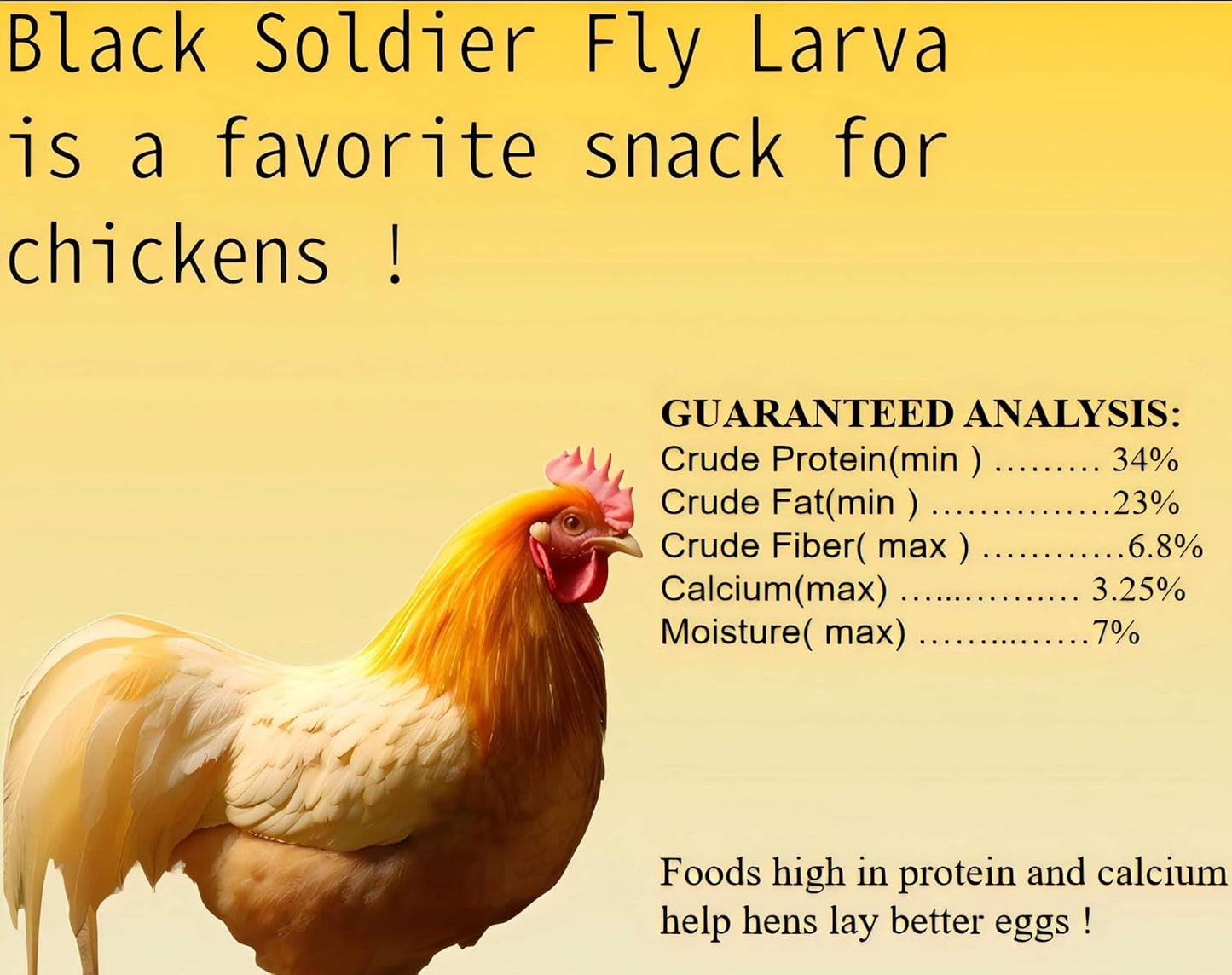 11 lb Black Soldier Fly Larva - BSFL is a high Calc-Rich Chicken Feed with More Calcium Than mealworms.It is a Pure Natural Food That Provides high Protein for Chickens and Birds