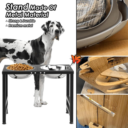 Metal Elevated Dog Bowls for Large Extral Large Breed Raised Dog Bowl Stand with Sprill Proof Mat and 3000ML Pet Bowls, 17" Tall Food & Water Feeder for Extra Large Breed