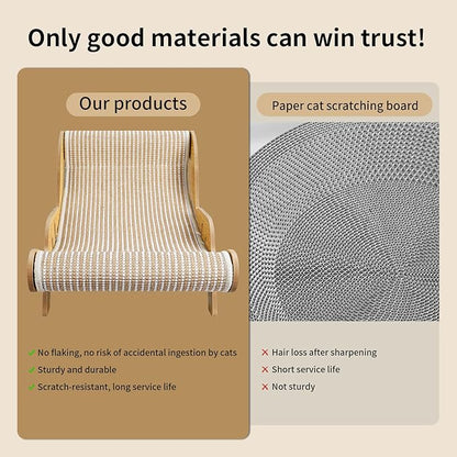 Cat Scratcher，cat Toys for Indoor Cats, Hand-Woven Hemp Rope, no Shedding, cat Bed, Durable and Sturdy, Beautifully Crafted Wood.