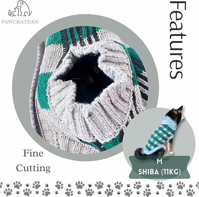 Cute Sweater for Dogs and Cats Soft Flannel Pet Outfit Warm and Cozy Animal Hoodie Small to Large Pet Clothes for Halloween Parties and Everyday Wear (Medium, Green Checkered with Hat)