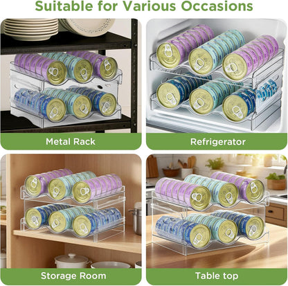 REFLYING Cat Food Can Organizer, Can Organizer for Pantry, Transparent Cat Food Storage Container Holds 36 (3.5oz) Cans, Canned Food Organizer and Storage for Countertop Kitchen Cabinet (2 Layers)