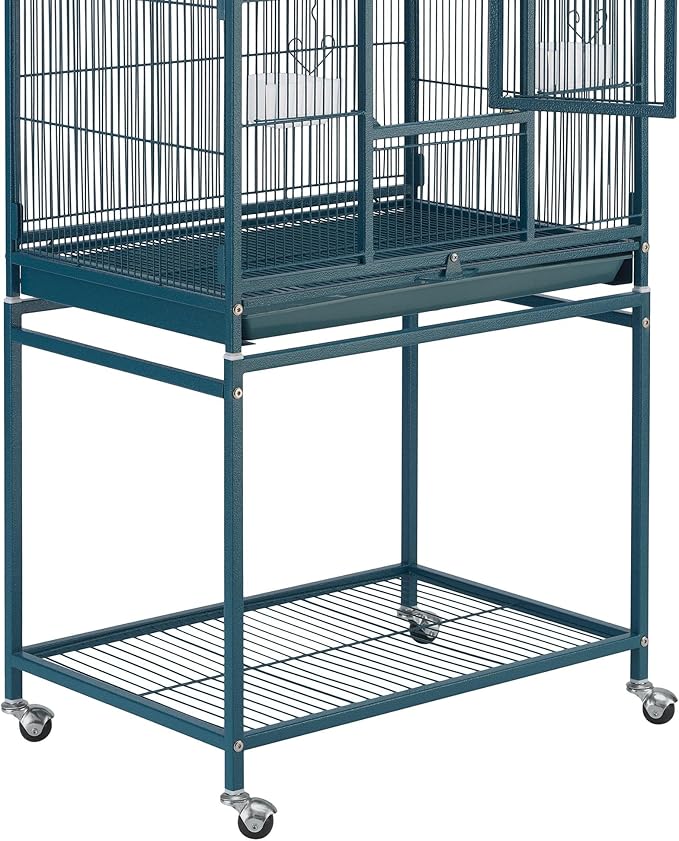 Yaheetech 54inch Metal Large Parrot Parakeet Flight Bird Cage w/Rolling Stand for Small Parrots Cockatiel Sun Parakeet Green Cheek Conure Lovebird Budgie Finch Canary