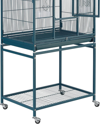 Yaheetech 54inch Metal Large Parrot Parakeet Flight Bird Cage w/Rolling Stand for Small Parrots Cockatiel Sun Parakeet Green Cheek Conure Lovebird Budgie Finch Canary