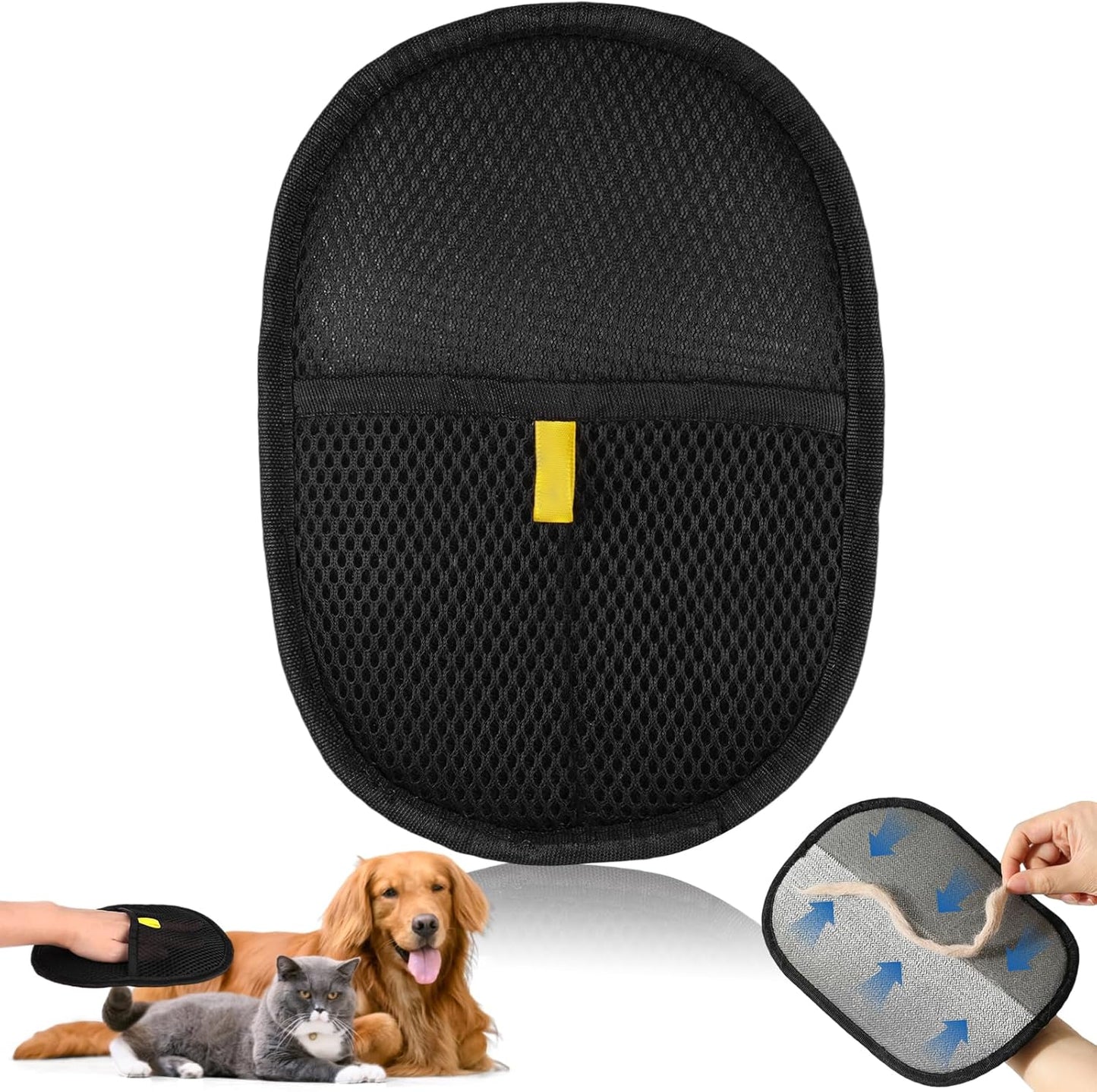 Pet Hair Removal Gloves for Cats and Dogs, Reusable Electrostatic Grooming Glove for Pet Hair Remover on Furniture, Carpet Clothing 2 Pcs