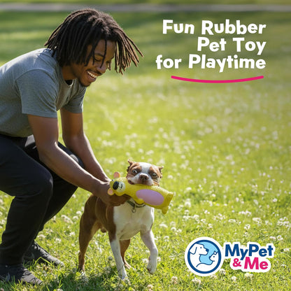 My Pet & Me - Squeaky Dog Toys for Light to Moderate Chewers - Fun Latex Toys for Puppies, Teething, and Gentle Play - Interactive Fetch and Chew Toy with Squeaker (Golden Bear, 6 Inch)