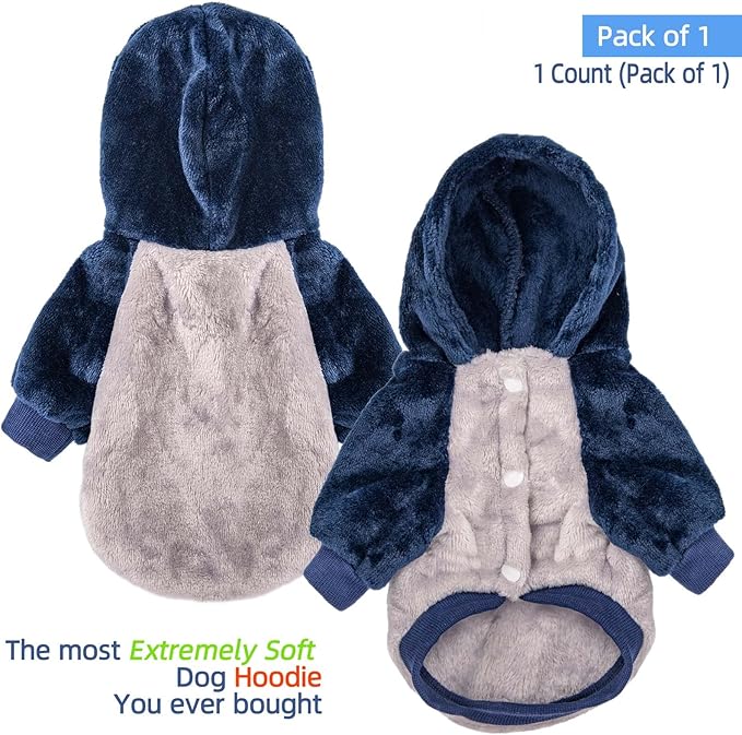 FabriCastle Small Dog Hooded Sweater, Dog Clothes XXS XS Small for Dogs Boy & Cats, Soft and Warm Pet Coat, Winter Pet Jacket, Doggy Apparel Costumes, Puppy Outfits Hoodies (Grey Body, X-Large)